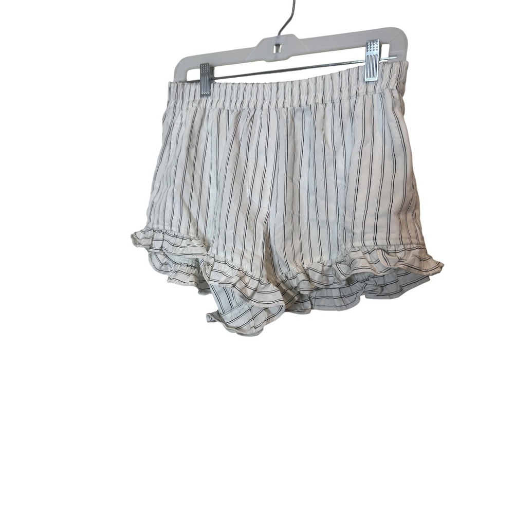 Maeve Hot Pants Womens Small White Stripe Ruffle Hem Elastic Waist Casual Summer